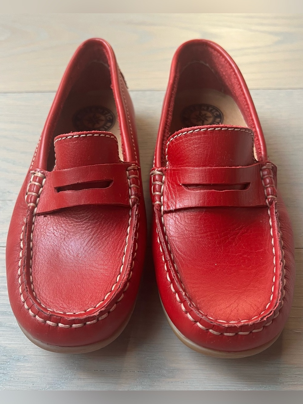 Red Leather Kids Moccassins